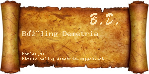 Báling Demetria névjegykártya
